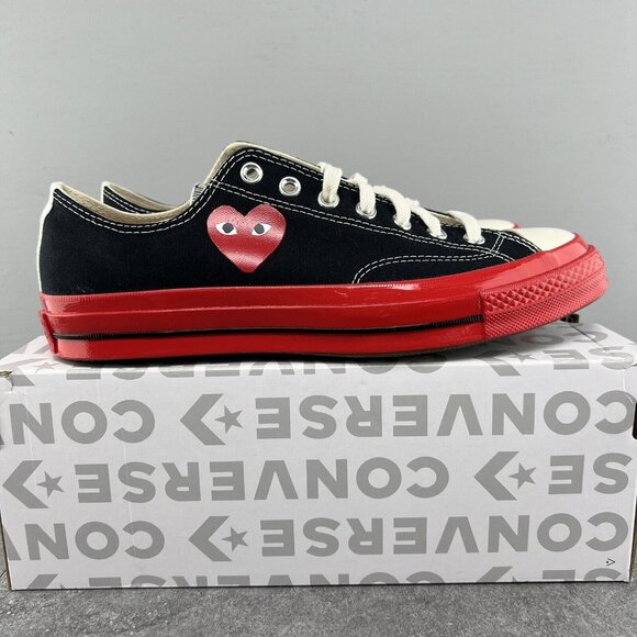Converse Chuck Taylor All Star 70 Low Comme Des Garcons Size 9 Mens Black Red - Picture 1 of 9
